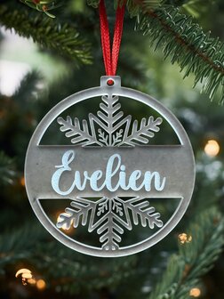 Kerstbal frosted ster EIGEN NAAM